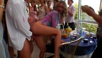 Fancy house party with horny vixens develops into a raunchy orgy