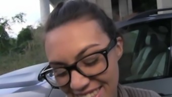 PublicAgent French hitchiker fucked outdoors in her glasses
